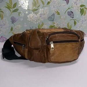 Unisex Vintage Brown Leather Hip Bag • Fanny pack • cross body bag • vacation